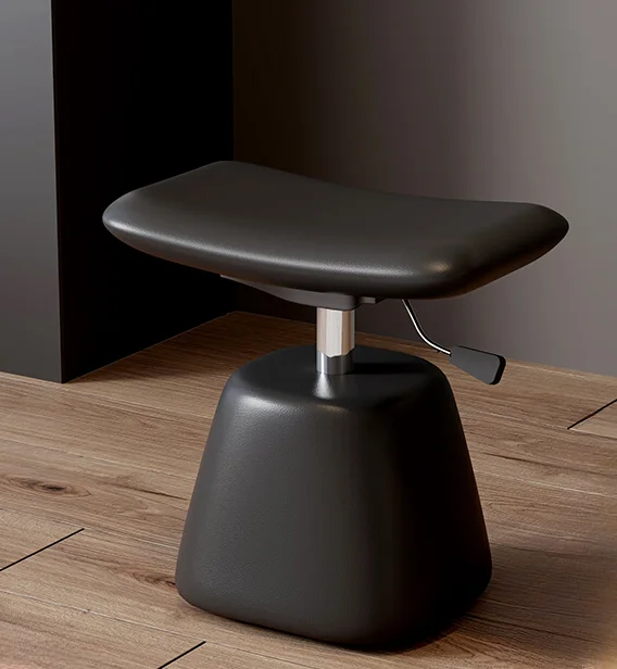 

Italian light luxury bedroom liftable makeup stool dressing stool 50cm high black premium feeling with wheels rotatable stool