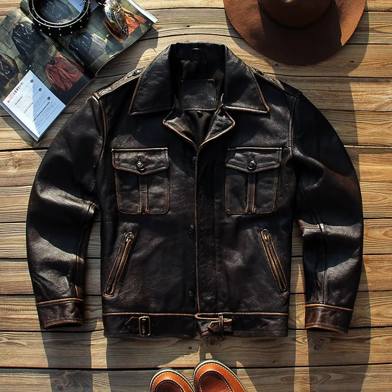 بدلة رجالية جلدية قصيرة ومجهزة #2