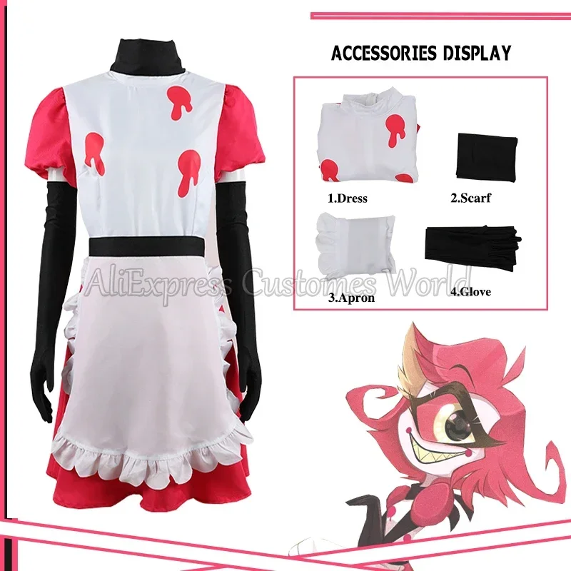 HN8 Hazbin Niffty Anime Hotel Disfraz de cosplay para mujeres y hombres - Trajes de disfraces de sirvienta y diablo para fiesta de carnaval de Halloween 8...Gf