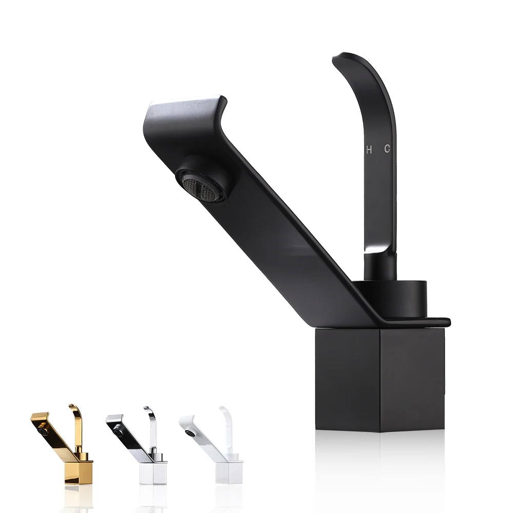 

Uythner Chrome Black Basin Faucets Bathroom Water Mixer Taps Brass Washbasin Faucet Single Handle One Hole Bath Sink Crane Tap