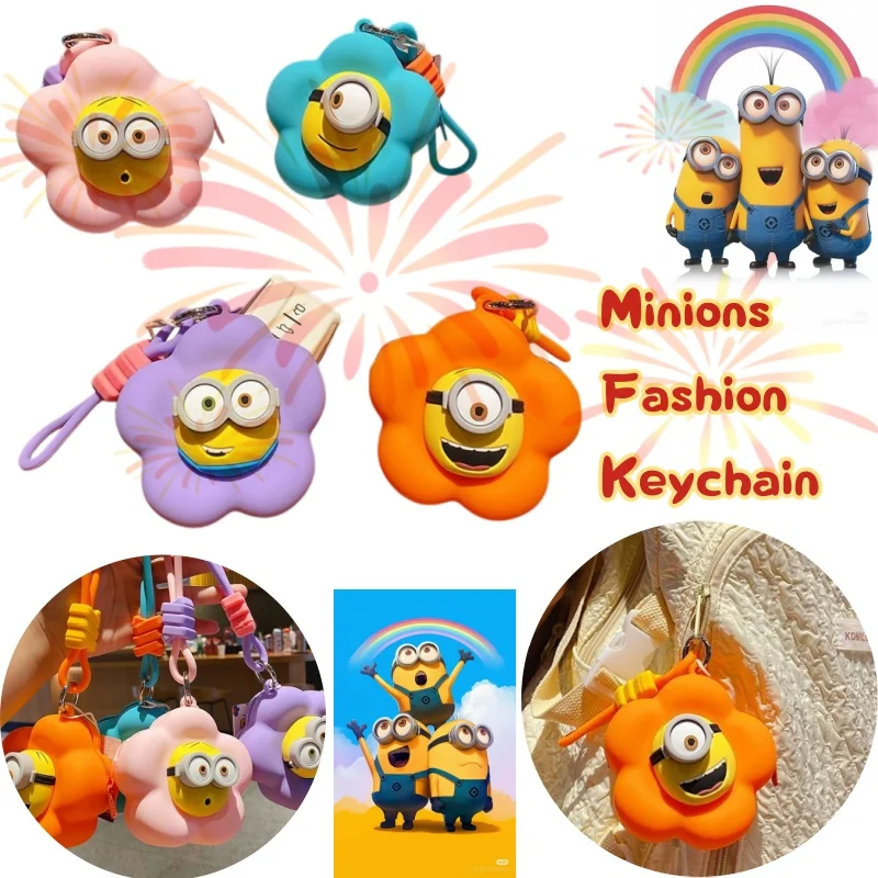 

Minions Cartoon Fun Flowers Fashion Wallet Cute Earphone Storage Bag Keychain Creative Small Wallet Giving Small Gifts