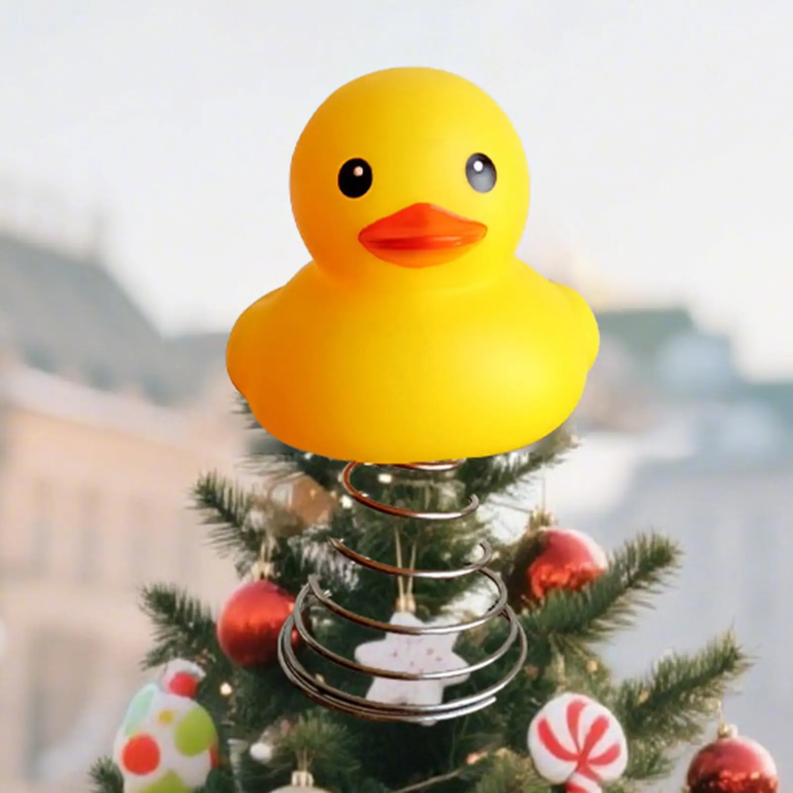 

Рождественская елка, топпер в виде утки, милая резиновая утка, праздничное украшение для рождественской елки для рождественского фестиваля, дома, вечеринки
