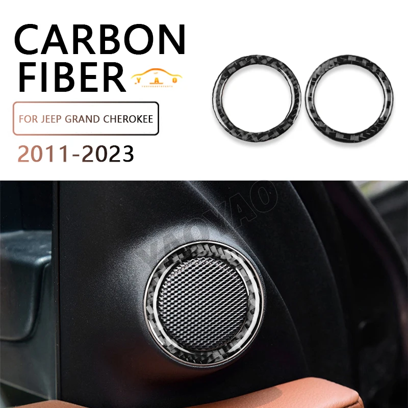 

Carbon Fiber For Jeep Grand Cherokee 2011-up Front Rear Horn Decorative Ring Stickers Car Interior Styling Accessories