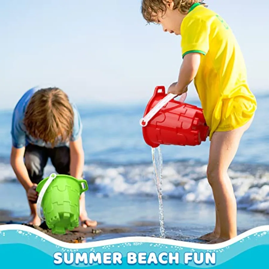 Juego de palas de playa de 16 pulgadas, 3 piezas + cubos de molde para castillo de playa