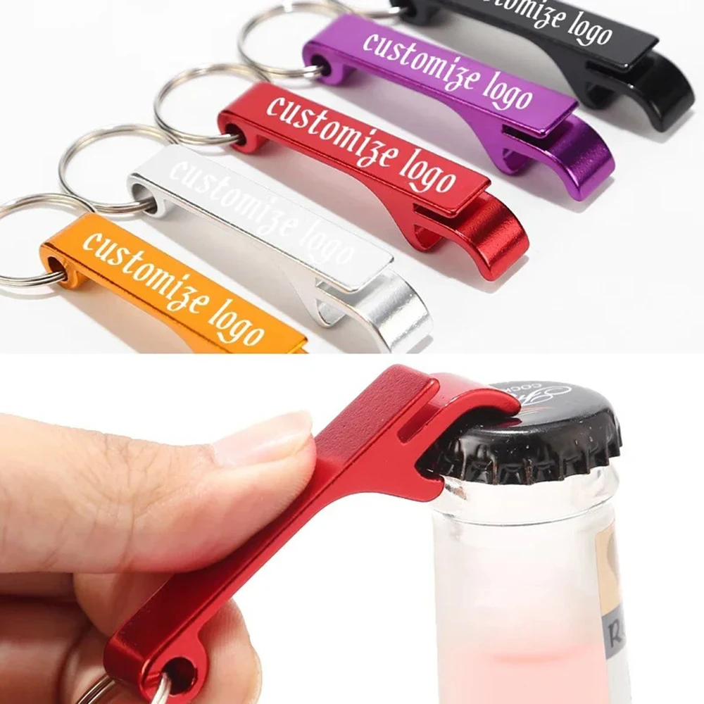 Customized Aluminium Portable Can Opener Key Chain Ring Can Opener Restaurant Promotion DIY Giveaway Logo Gifts