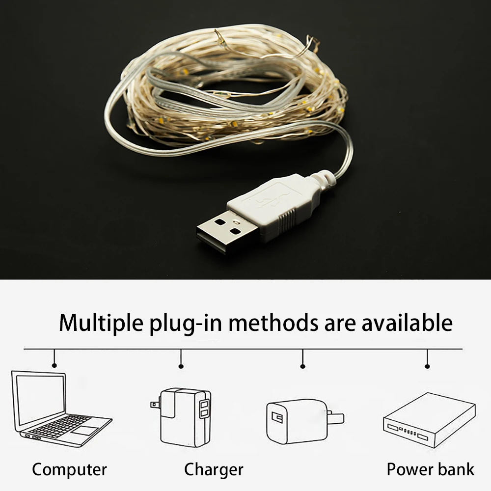 Lampu LED String Light Foto Clip Fairy Lights 10M USB Baterai Dekorasi Pohon Natal Garland Pernikahan Dekorasi Tahun Baru 2025