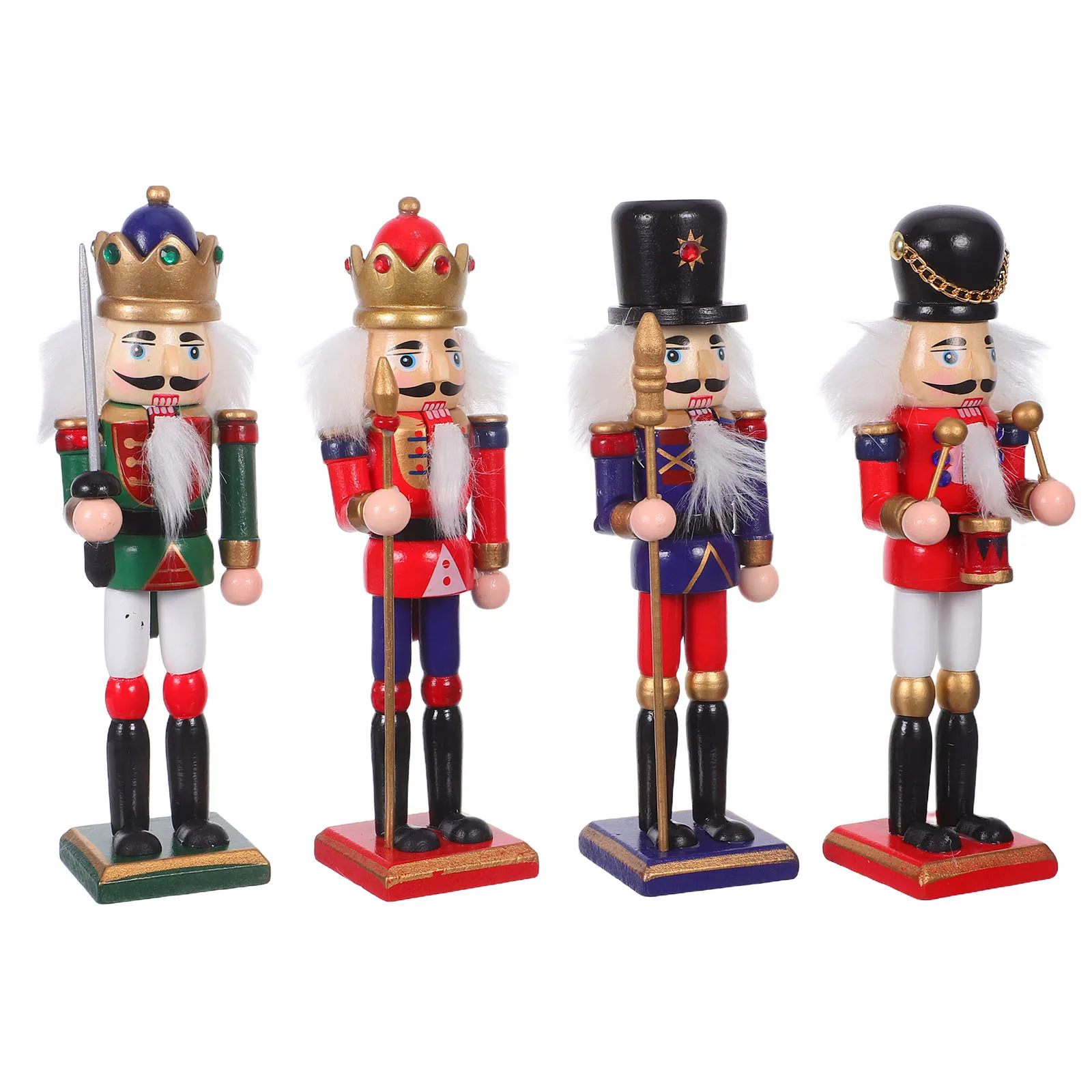 

4Pcs Christmas Nutcracker Soldier Figures Versatile Decor Handmade Bright Colors Holiday Home Accents Holiday Nutcracker Figure