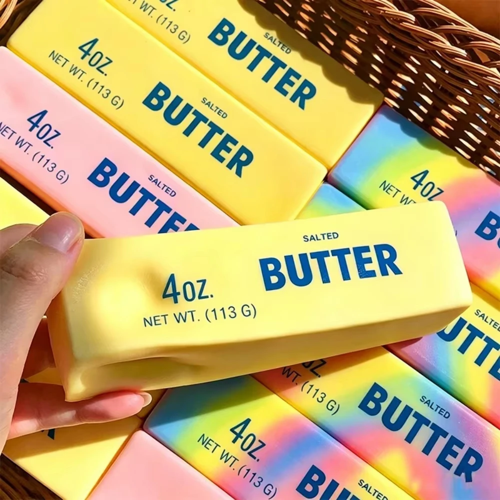 Squishy Elastic Butter Stick Fidget Toy Cheese Shape Stress Relief Game Funny Decompression Prank Squeeze Toy for Anxiety Relief view 6