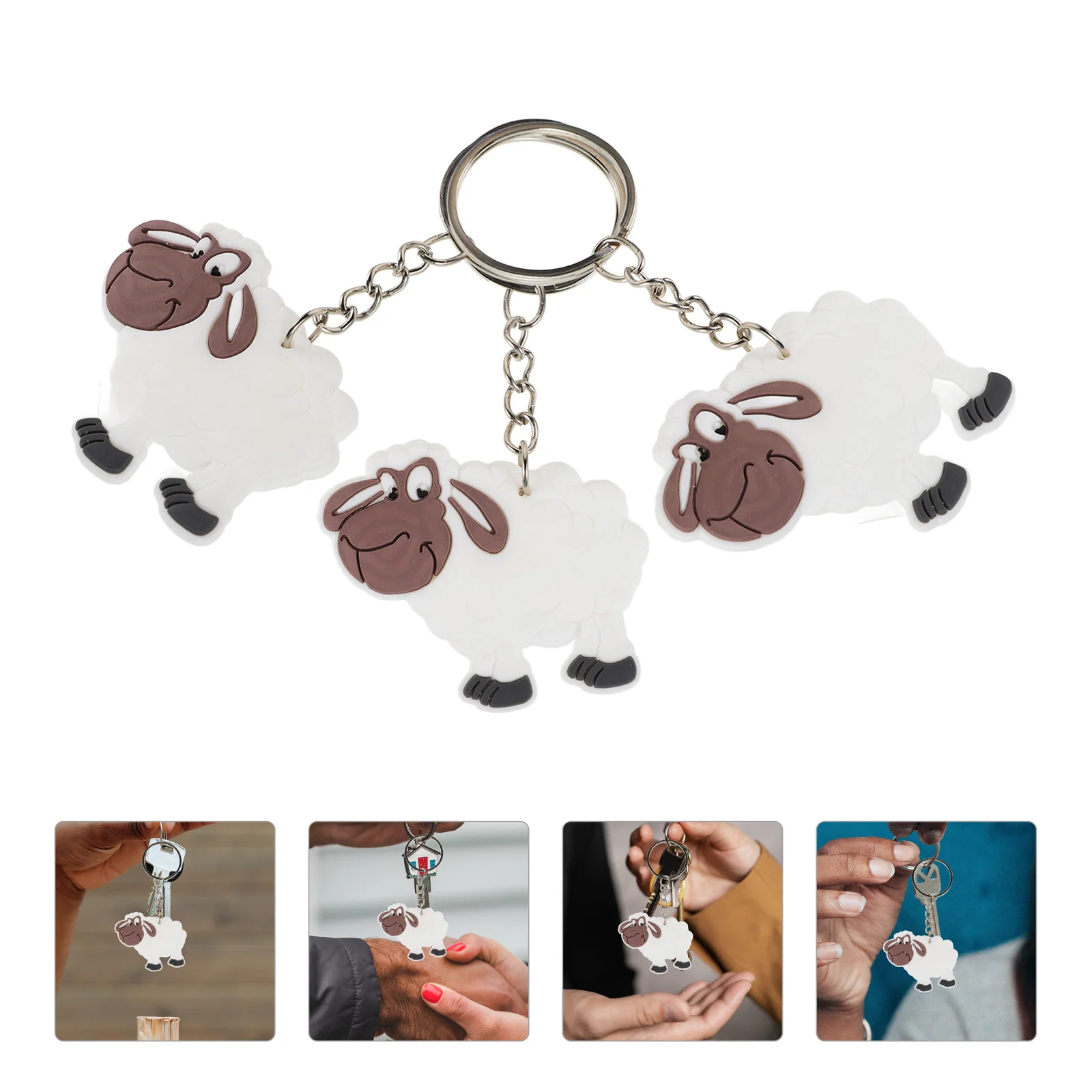 

12 Pcs Sheep Keychain Hanging Decor Pendant Locket Mini Shape Charm Zinc Alloy Simulation Keyring Child