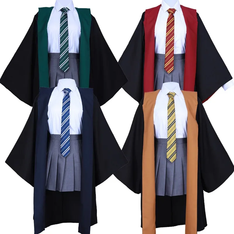 Marfa School Uniform Cosplay Hogwarts Costume Magic Robes Gryffindor Cape Hufflepuff Sweater Slytherin Tie Hermione Skirt