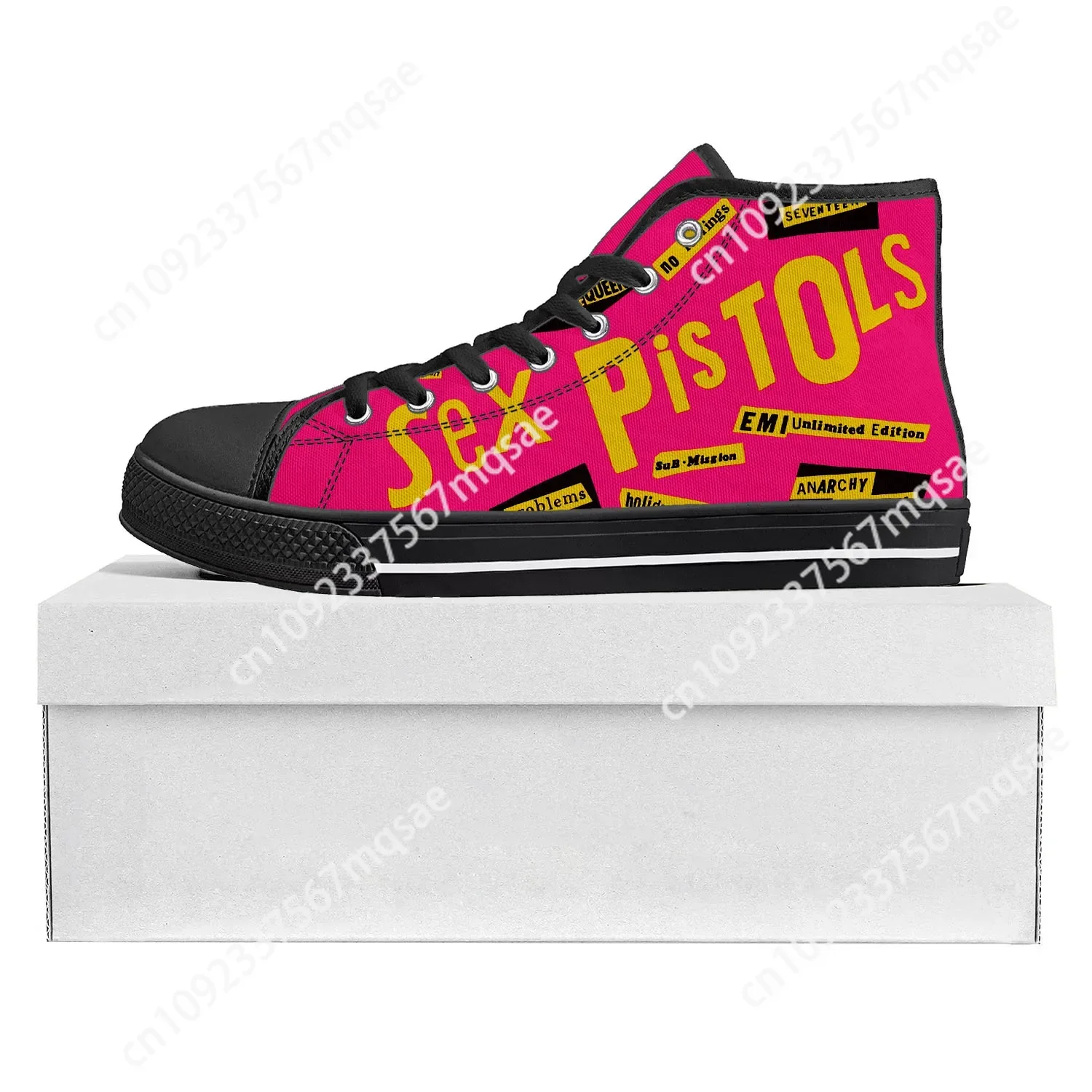 Sex Pistols Punk Rock Band High Top High Quality Sneakers Mens Womens Teenager Canvas Sneaker Casual Custom Made Shoes DIY Shoe