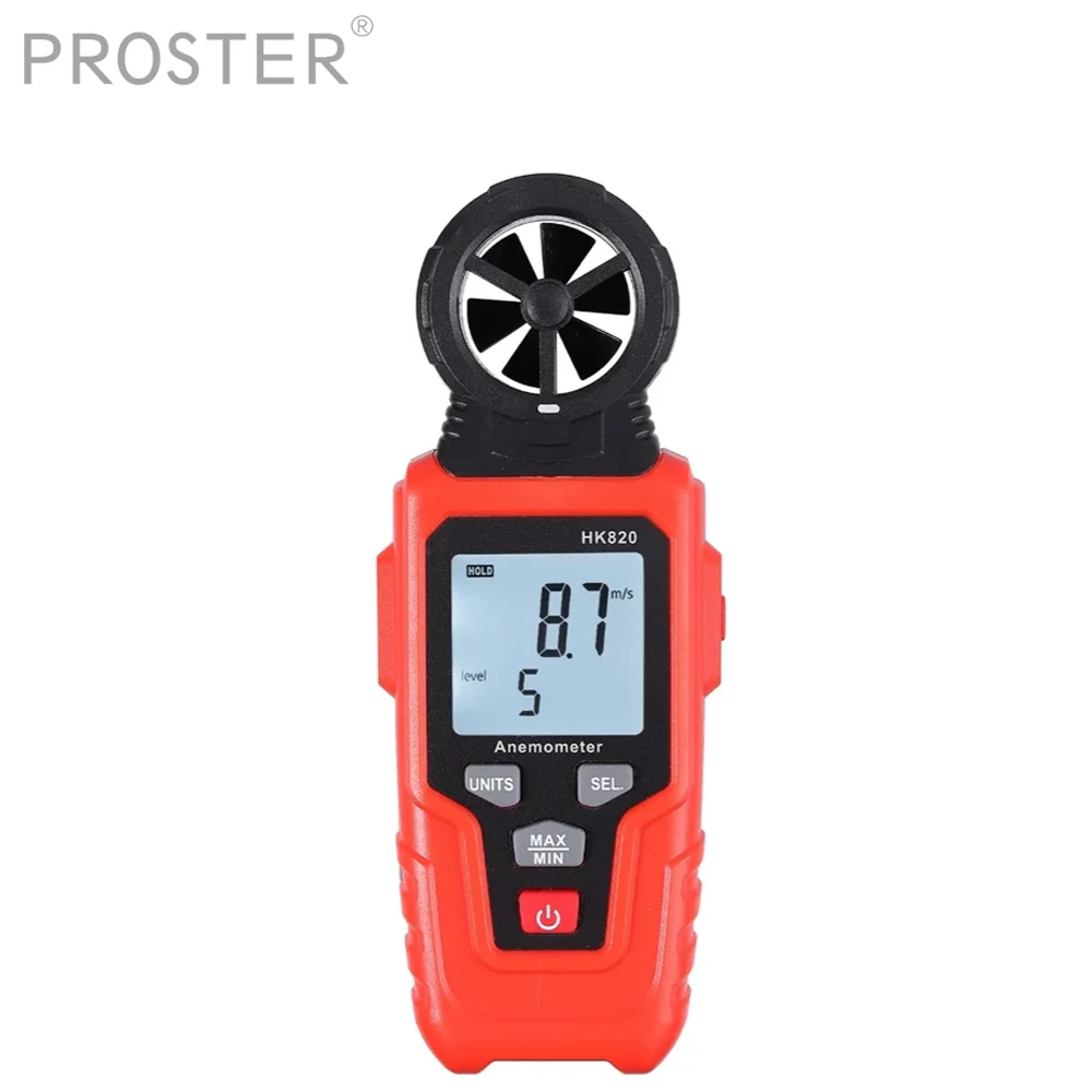 Proster for Digital LED Anemometer Wind Speed Meter Air Velocity Temperature Test Flashlight Digital Anemometer