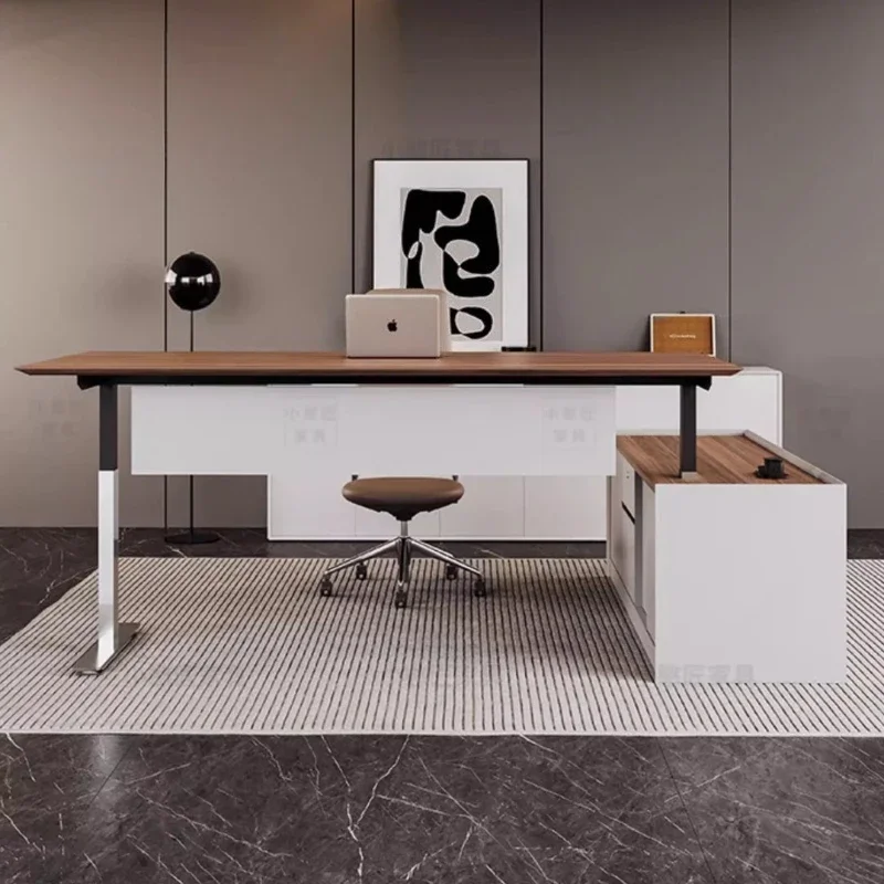 Hi Intelligent Electric Lift Desk Boss Office Table Modern Minimalism Luxury Design Computer Desk Mesa Para Escritório Furniture