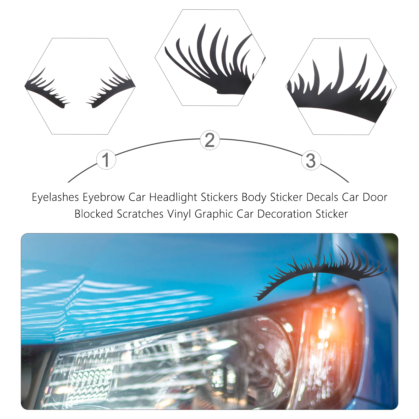

Headlight Eyebrow Sticker Car Body Decoration Stickers Scratch Cover Durable Pet Adhesive Easy Install Unique Car