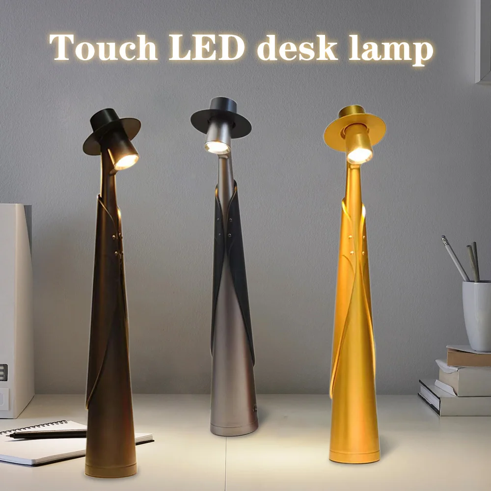 Led クリエイティブタッチデスクライト無段階調光ナイトランプ充電式雰囲気ランプ寝室研究室リビングルームの装飾