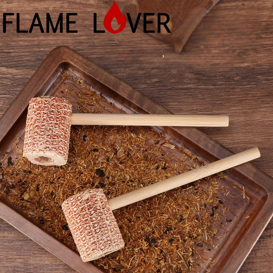 

Flame Lover 2PCS Tobacco Smoking Pipe Natural Corncob Corn Disposable Straight Handle Corn Cob Pipe Smoke Cigarette Accessories
