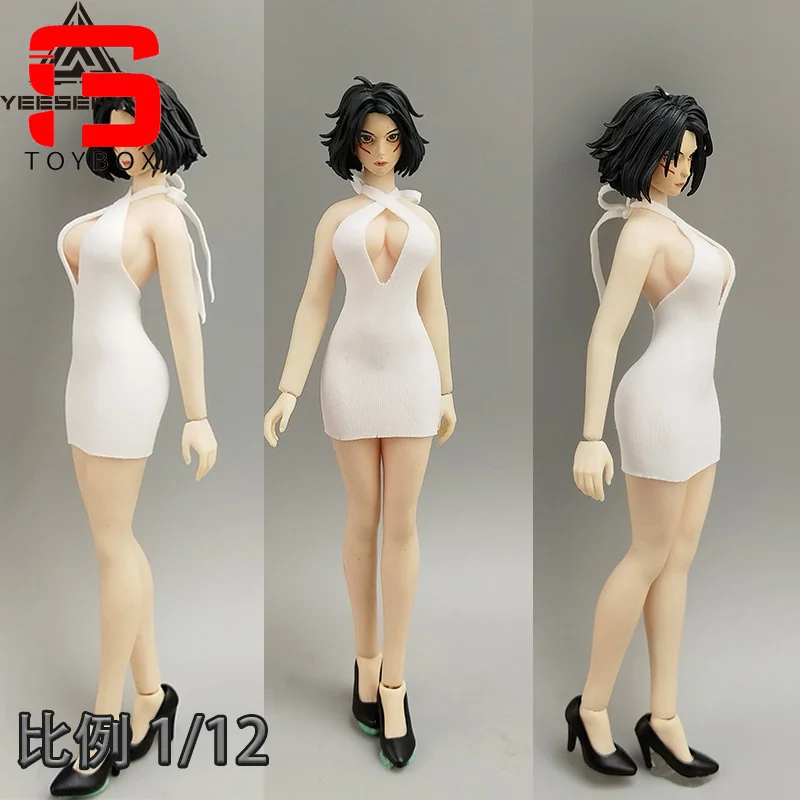1/12 escala cinta peito aberto saia curta roupas modelo caber 6 ''feminino soldado figura de ação corpo bonecas