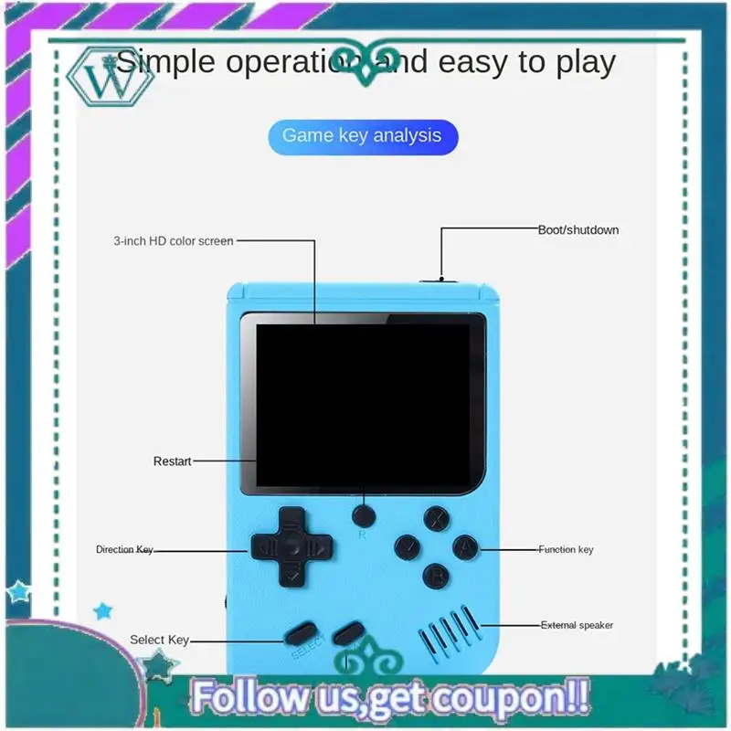 

Upgraded Handheld Video Game Console 3.0 Inch Color Retro Portable Mini LCD Kids Color Game Player Built In 500 Games