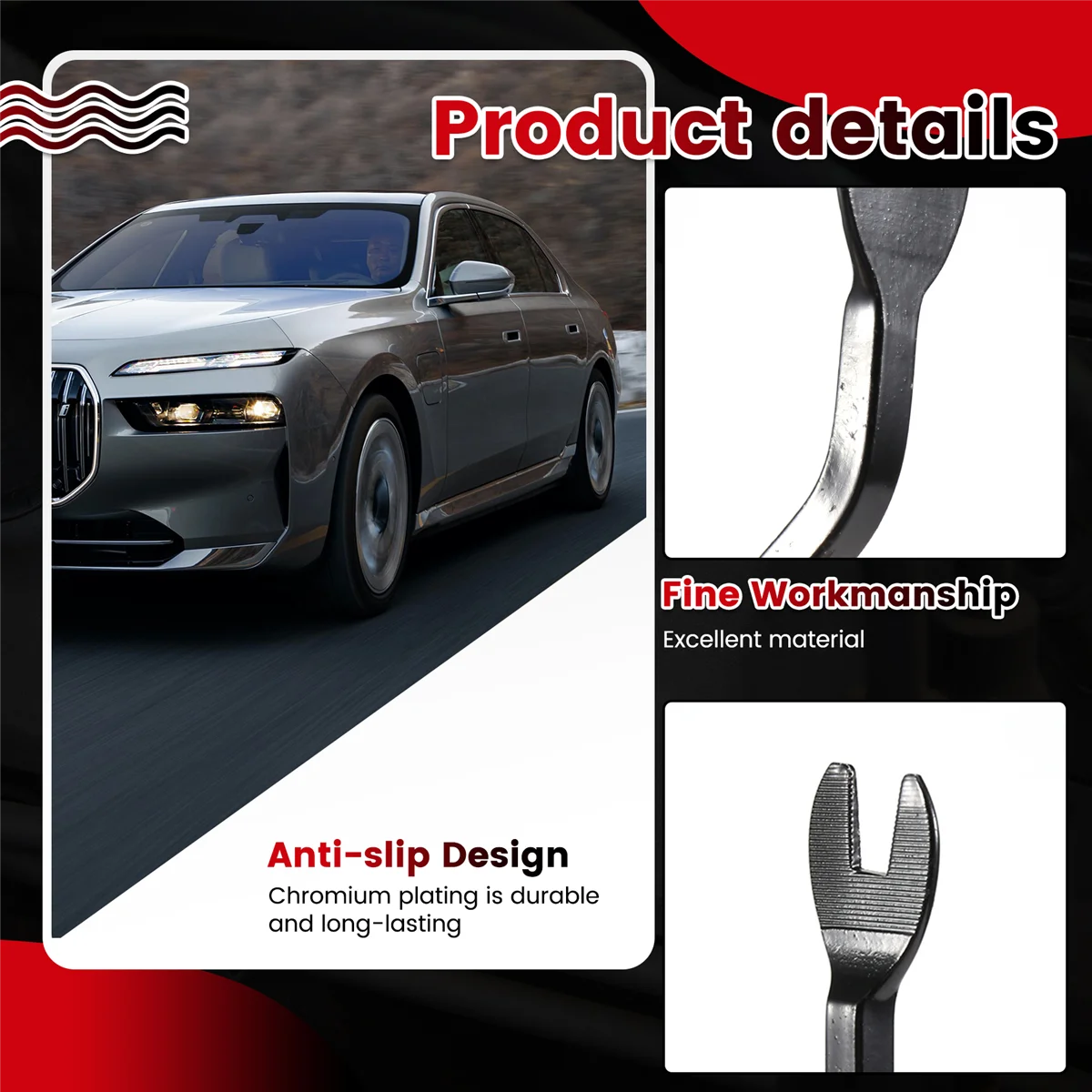 Clip de ajuste Interior de puerta de coche, herramienta removedora de Clip de sujeción de tapicería de Panel, destornillador, extractor de clavos, 6 pulgadas, Rojo