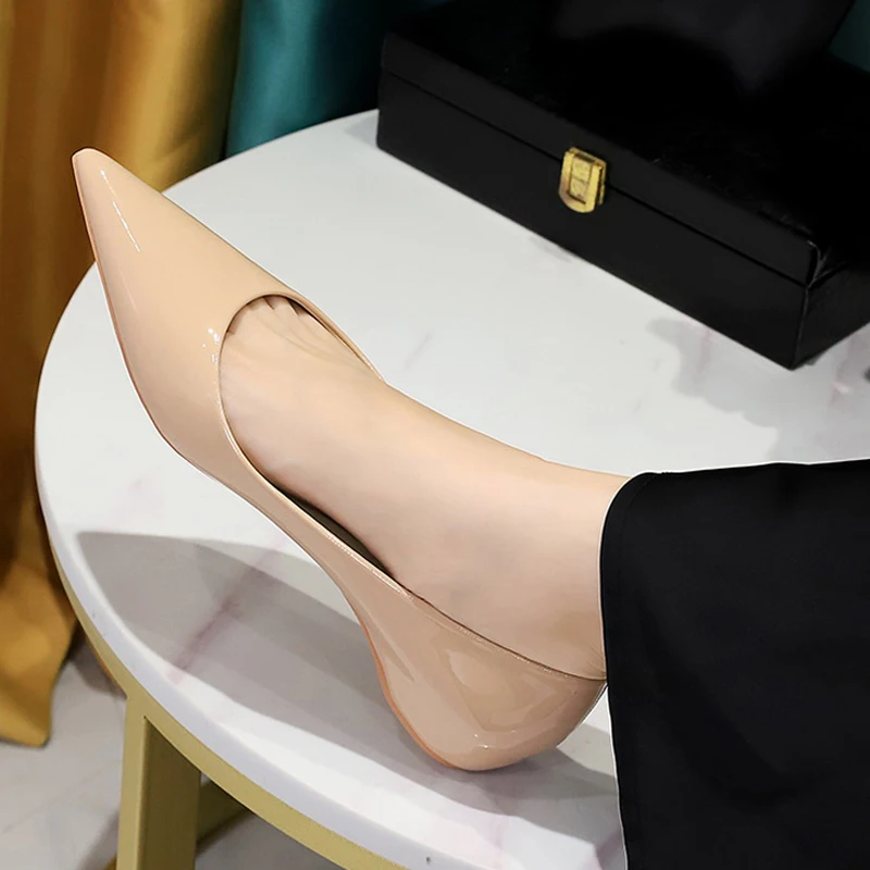 patent leather Women Flats Lady Sexy Evening Party Slip On Flat Shoes Women  Sharp pointed low heel shoes leisure Female Shoes - AliExpress 322