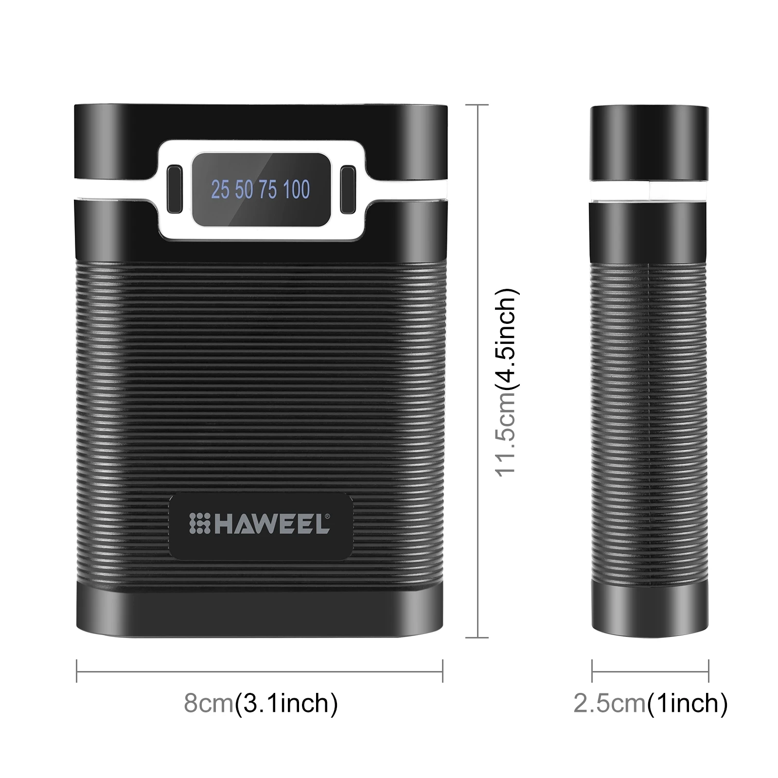 HAWEEL DIY 4x18650 Battery (Not Included) 10000mAh Dual-way QC Charger Power Bank Shell Box with 2x USB Output & Display