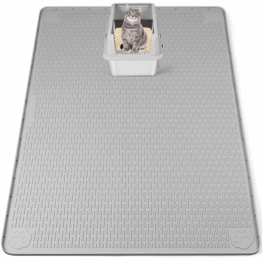 

Litter Mat, XXL Extra Large 50 x 35 Silicone Mat Litter Trapping Mat for Scatter Control, Soft on Kitty Paws, Easy to Clean Grey