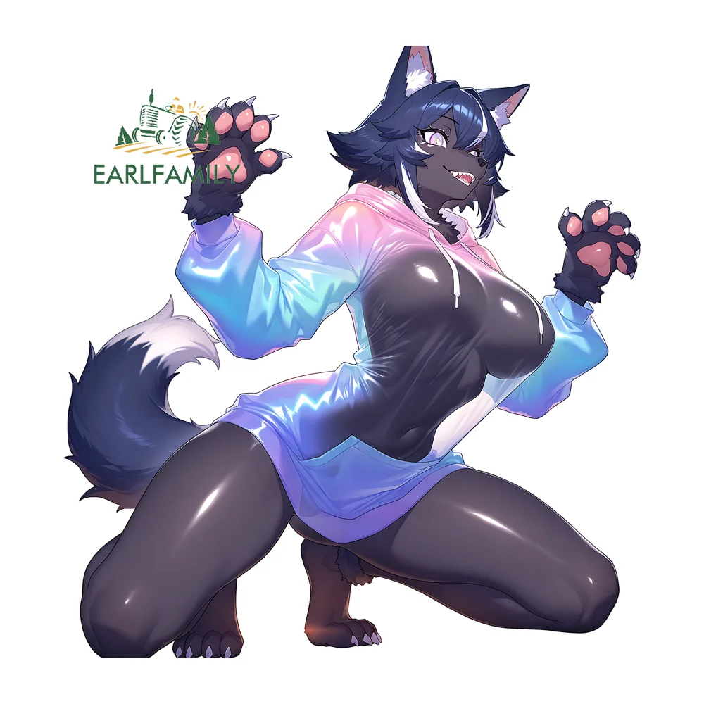 

EARLFAMILY сексуальные пушистые автомобильные наклейки с большой грудью аниме Waifu Femboy виниловые аксессуары JDM наклейка водостойкая графика для кузова автомобиля декор