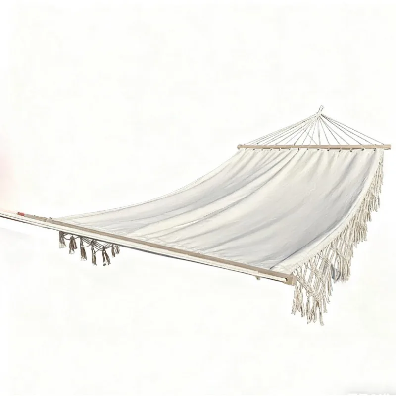 Tassel Double Wide Swing Bed Nordic Canvas Hammock Indoor Balcony Home Use Backyard Leisure Hanging Rest Seat