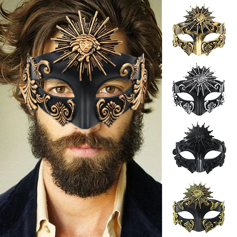 Roman Sun God Steampunk Phantom Masquerade Cosplay Mask Plastic Half Face Men Women Punk Carnival Halloween Props Dance Mask