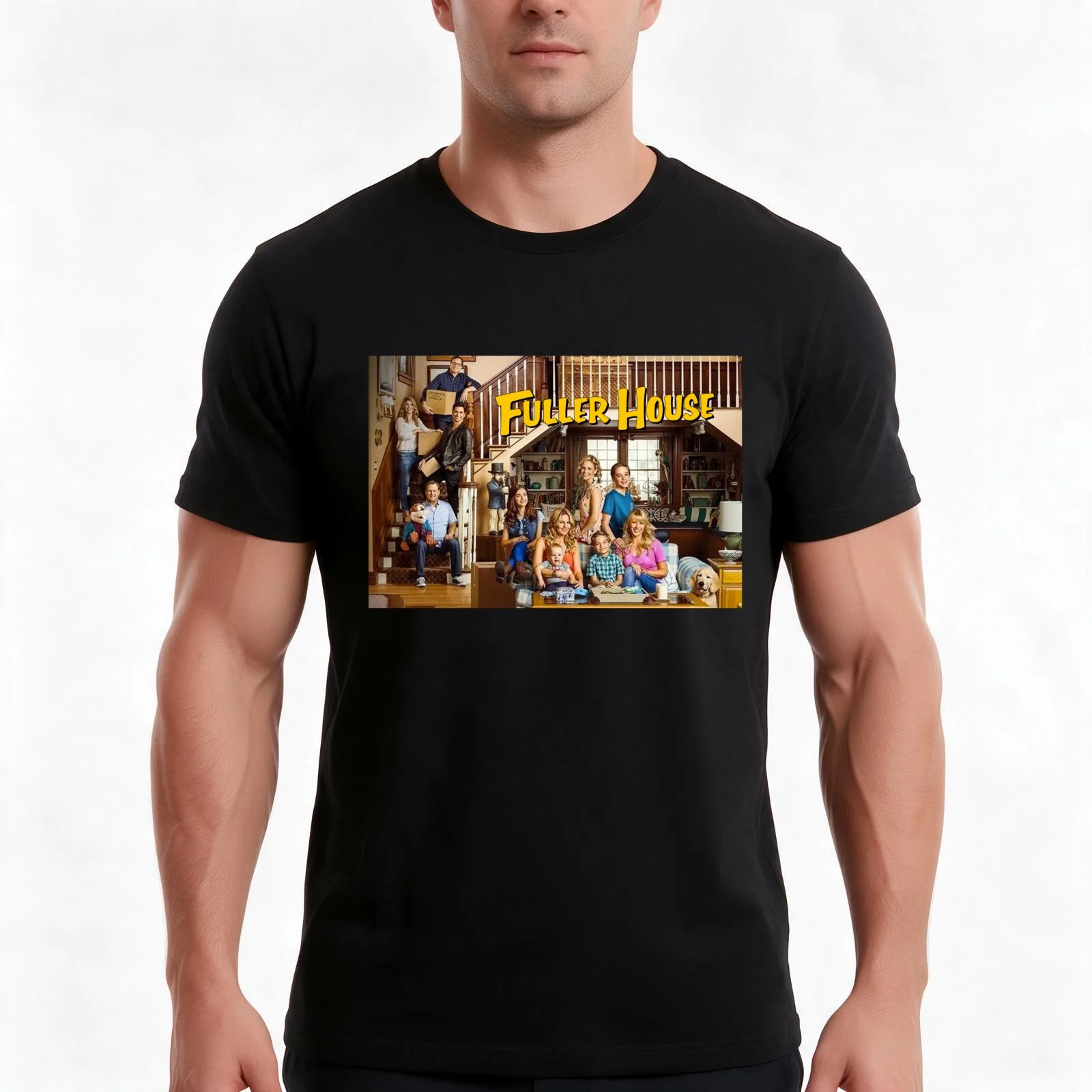 Fuller House Cast Merch T-Shirt, Summer Casual Cotton Tee, Oversized Streetwear Tops, Vintage Graphic Print, Unisex Men Women