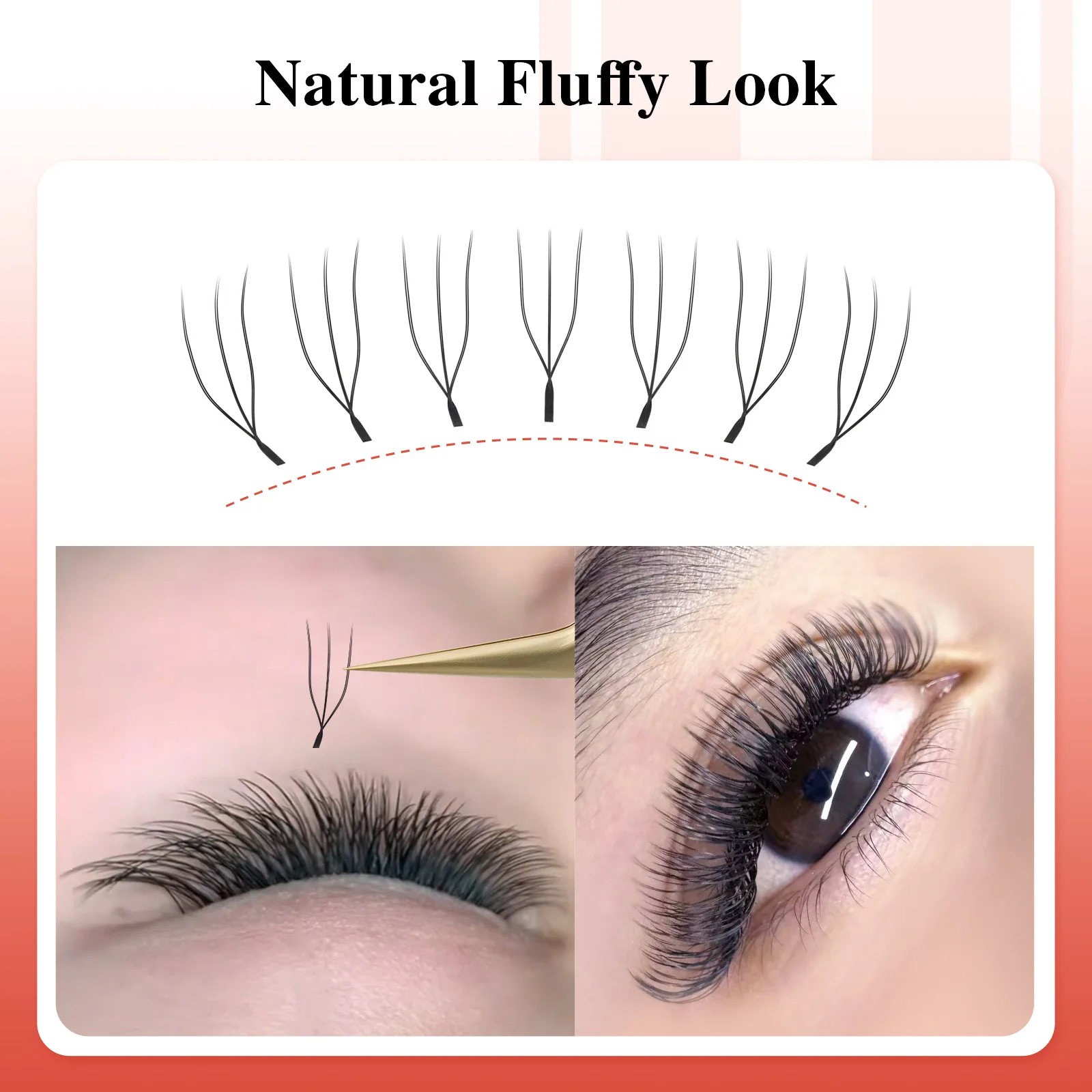 NAGARAKU Doppel-U-Form 3D UU Wimpernverlängerungen – Detail 6