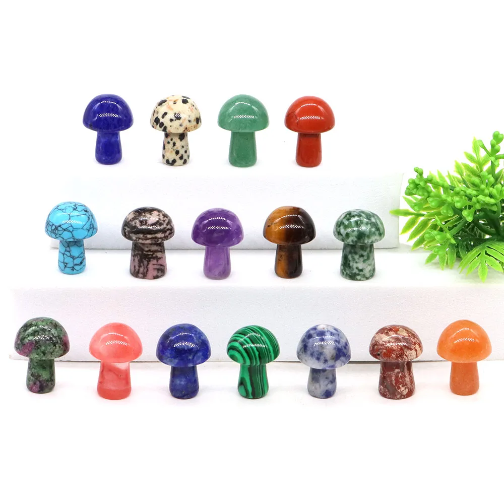 20mm Mini Mushroom Natural Crystals Healing Stone Carved Gemstone Handicrafts for Home Garden Room Decoration Gifts Wholesale