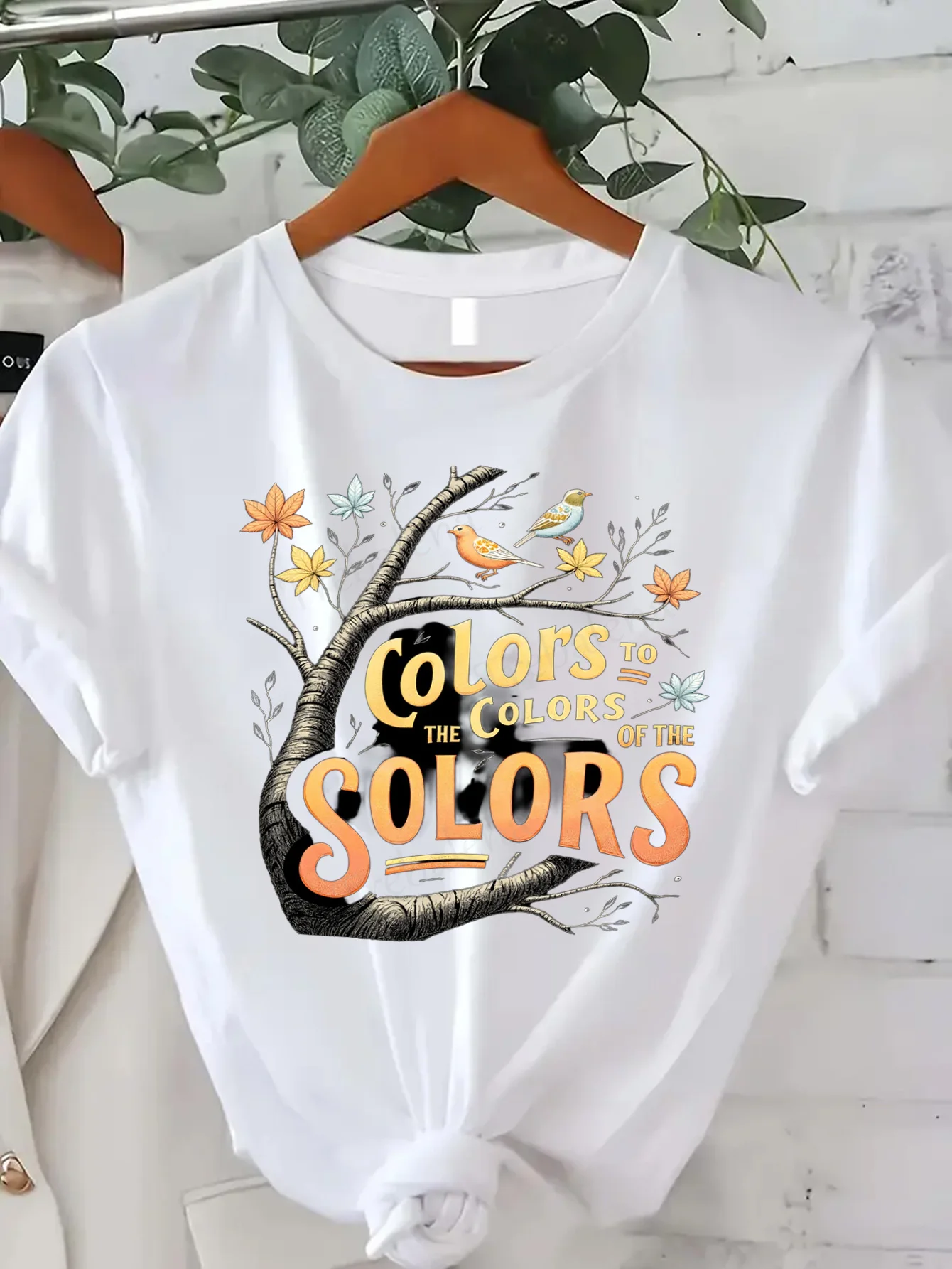 

Comfortable Women's Print T-shirt "Autumn Colors T-Shirt with Tree & Birds Print for Women"