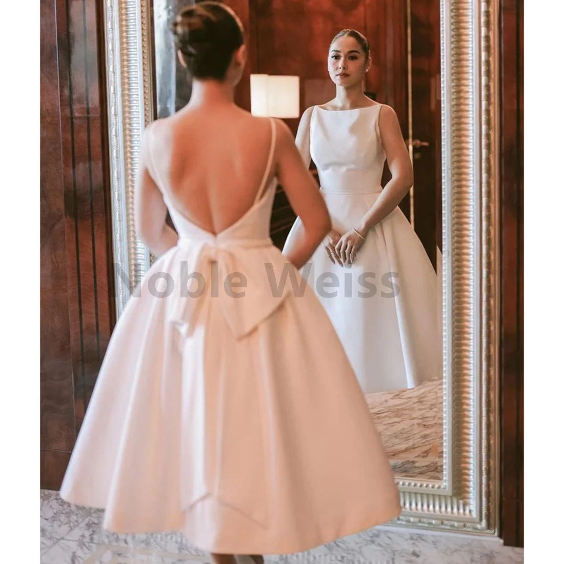 tea length a line wedding dress