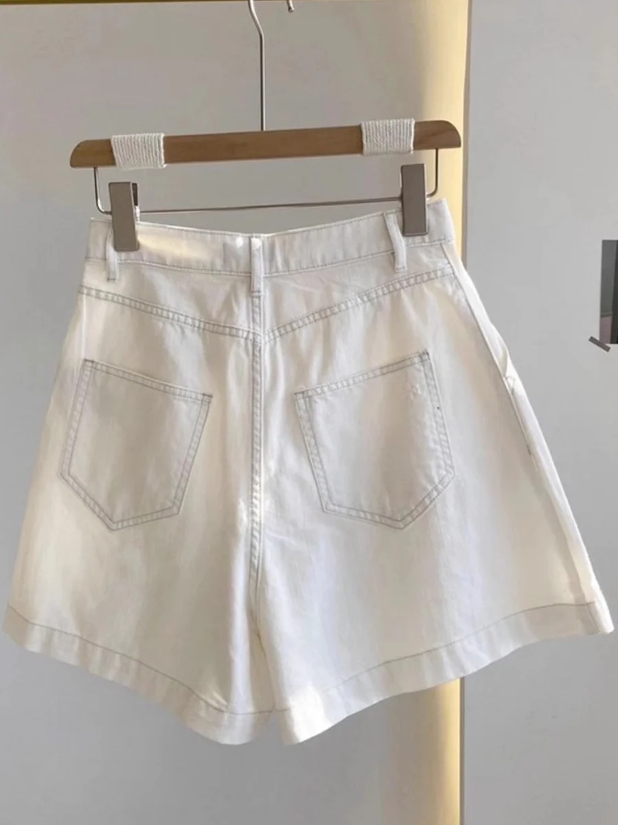 

Loose High Waist Wide Leg A-Line American Luxury White Jeans orts for Thi Legs Women Summer Casual High Waist orts