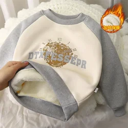 Kids Thicken Warm Sweatshirt Baby Boys Girls Autumn Winter Letter Print Pullover Hoodies Sweatshirts Children's Casual Clothing