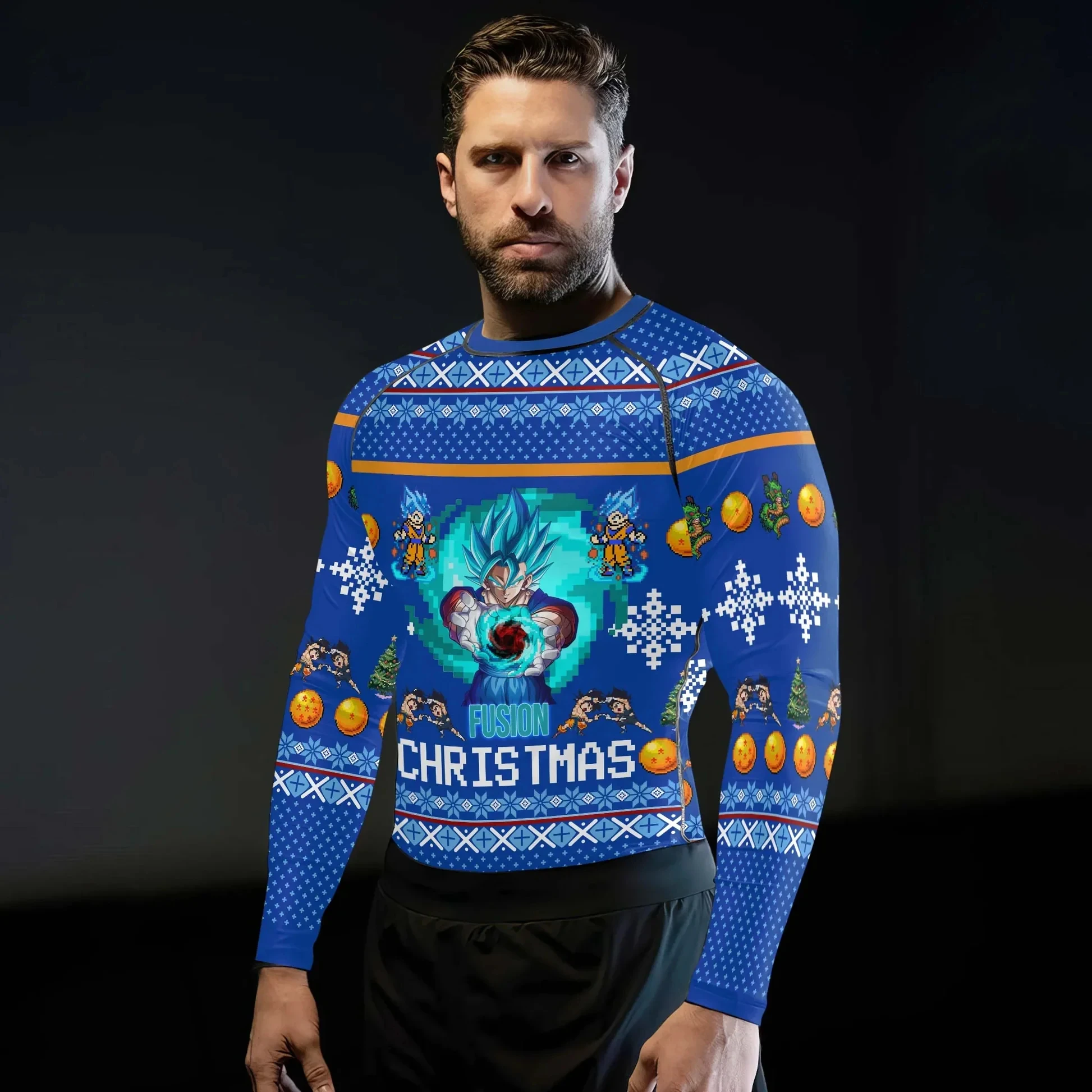 

2026 Spring Autumn Dragon Ball Christmas Long Sleeve T-Shirt, 3D Fusion Print Breathable Polyester Oversized Tee for Family Y2k