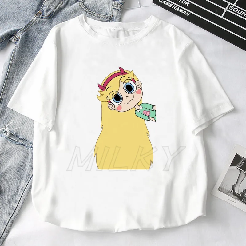 Retro Star vs. the Forces of Evil Cartoon Anime T-shirt Summer Short Sleeve Women T Shirts 2024 Fashion Couple Tee Tops Clothes