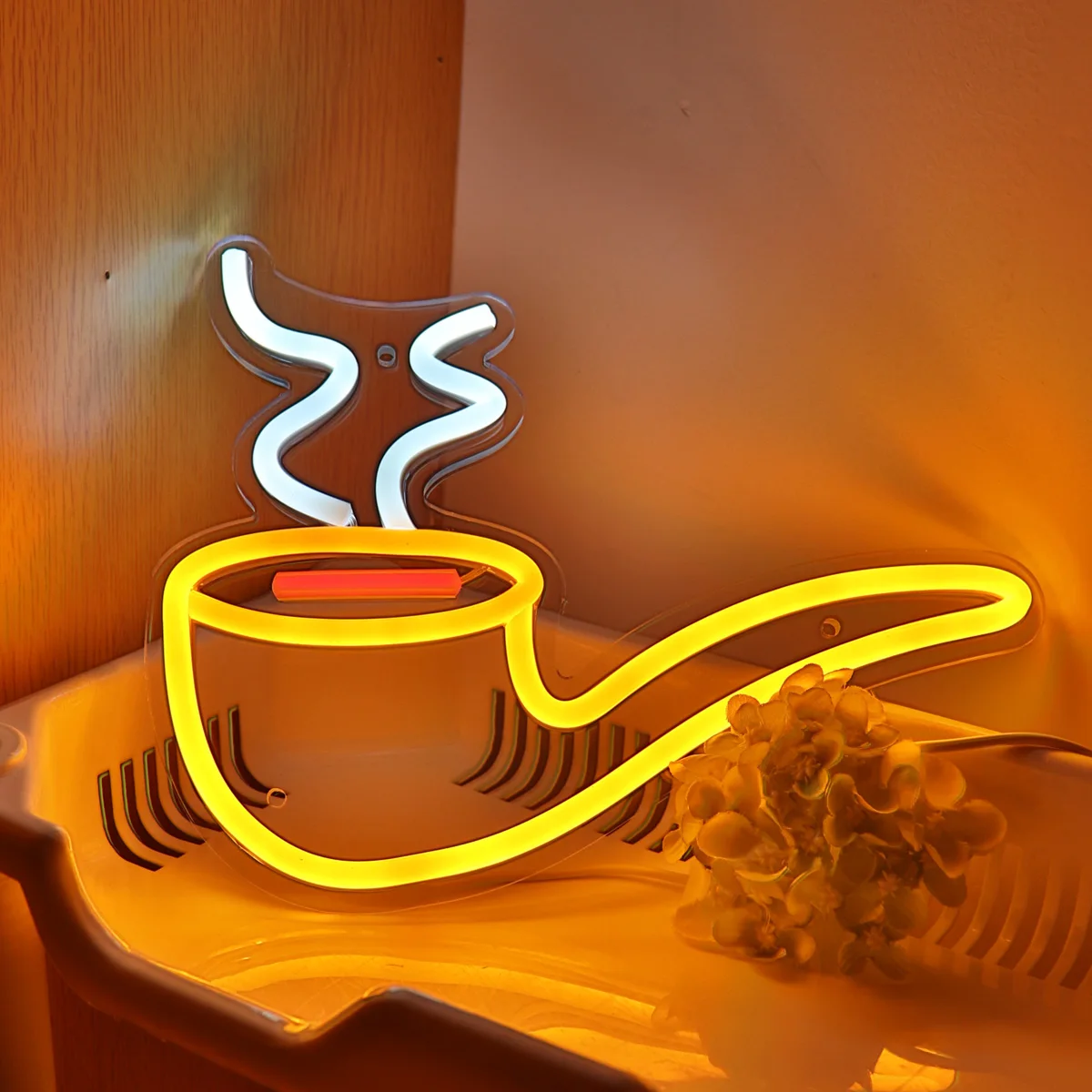 1PC 5V USB Power Classic Smoking Pipe Tobacco Pipe LED Wall Neon Art Sign Light For Game Room Pub Club Decoration 10.2''*7.76''