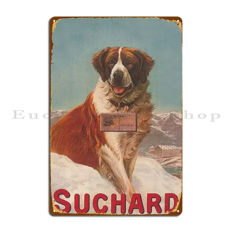 Suchard Chocolate Candy Saint Bernard Dog Vintage Advertisement Poster Metal Sign Poster Custom Wall Cave Tin Sign Poster
