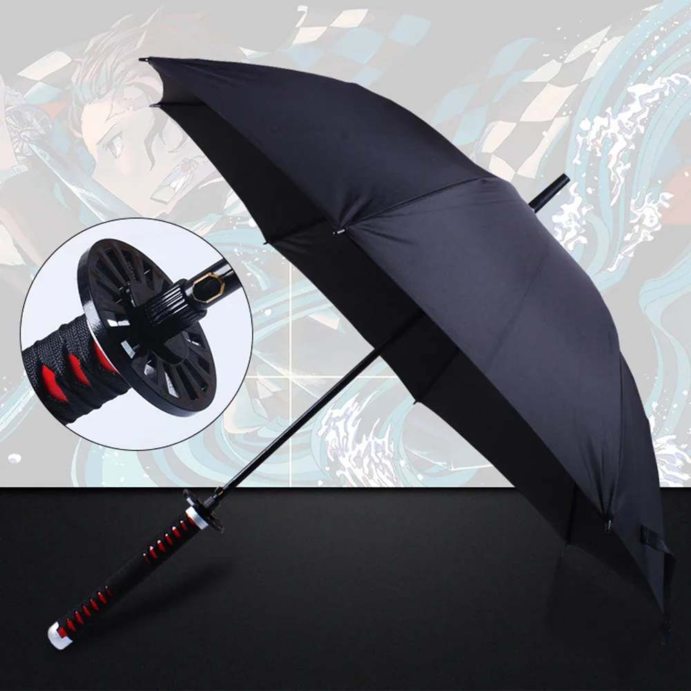 8 Bones Anime Umbrella Long Handle Windproof Ninja-like Samurai Sword Umbrella Japanese Straight Beach Sun Rain Umbrella