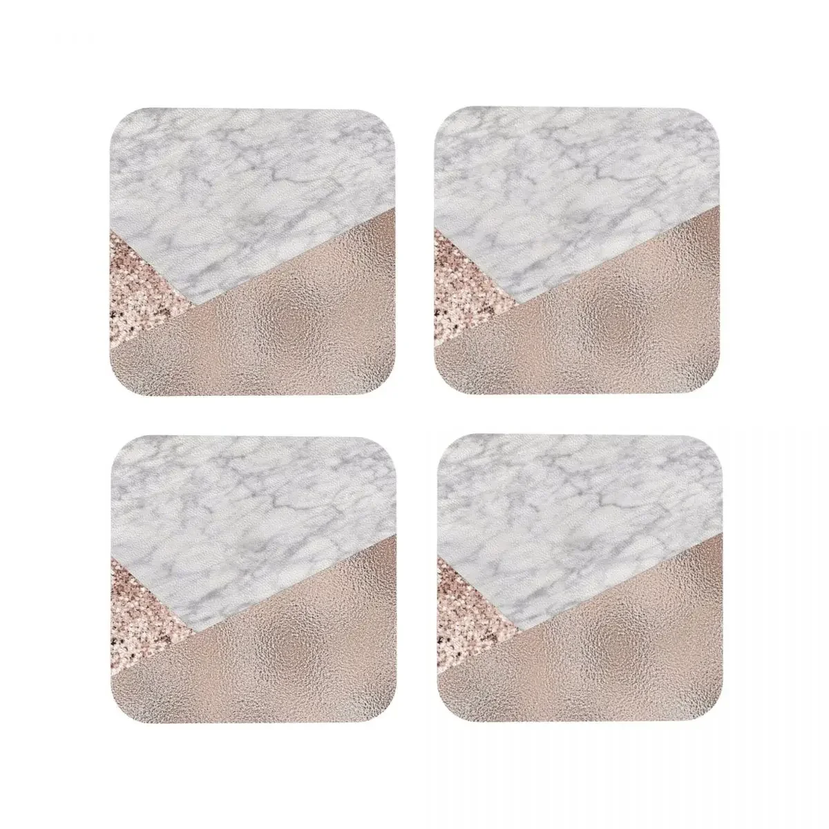 Expensive Pink - Rose Gold Marble Coasters Coffee Mats Leather Placemats Mug Tableware Decoration & Accessories Pads for Home