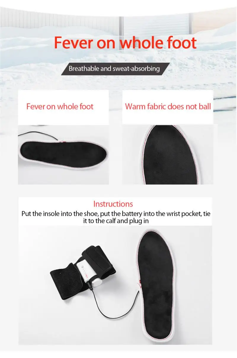قابلة للشحن التدفئة الكهربائية نعل القدم التصحيح قدم الدافئة جورب وسادة حصيرة النعال الرياضية الشتاء جهاز تدفئة القدمين النعال ساخنة