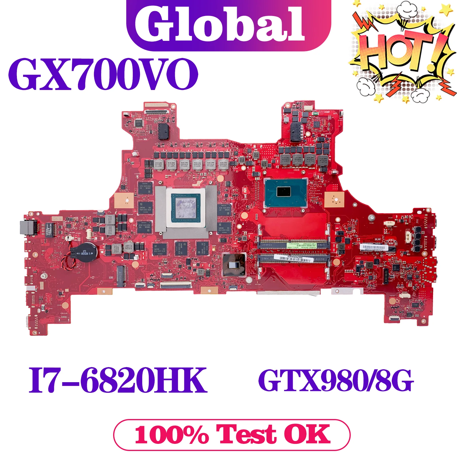 

KEFU Notebook Mainboard For ASUS ROG GX700 GX700VO GX700V Laptop Motherboard With I7-6820HK CPU GTX980M/8G 100% Test MAIN BOARD