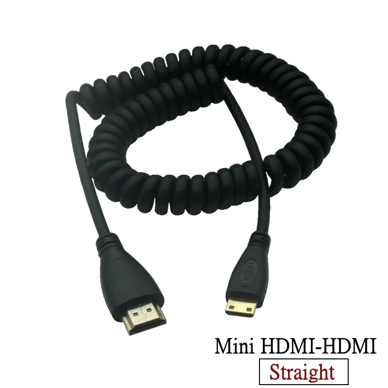 HDMI-compatible HDTV To Right & Left Angle Mini HDTV & HDTV & Micro HDTV Male To Male Stretch Spring Curl Flexible Cable V1.4