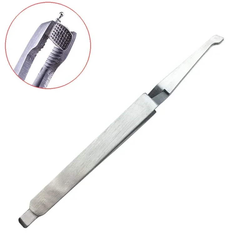 Dental Bracket Tweezers Holder Stainless Steel Serrated Orthodontic Tweezers Plier Dentist Tool