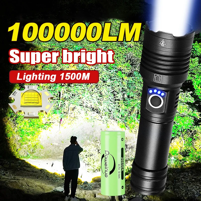 2024 Usb Rechargeable LED Flashlights High Power Floodlight Super Bright XHP360 Torch Portable Work 12h Camping Tactical Lantern