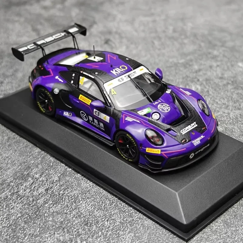 KILOworks-Modèle de voiture en alliage pour garçons, Porsche 911GT3R, Force Racing Team 1/18, Simulation Room Display, Car Collection Gift, 1/43