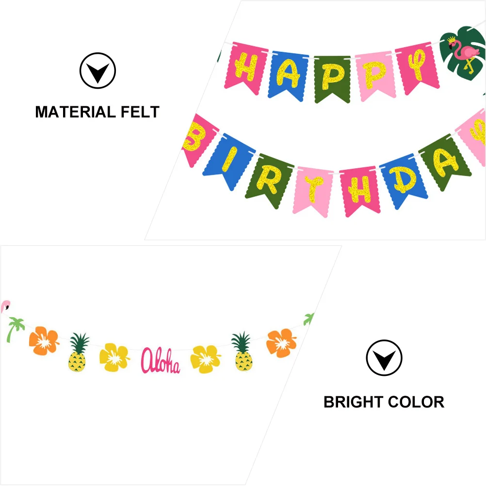 

Birthday Party Backdrop Banner Hawaiian Style Bright Color Special Pattern Reusable Supplies Hanging Banners Child Baby