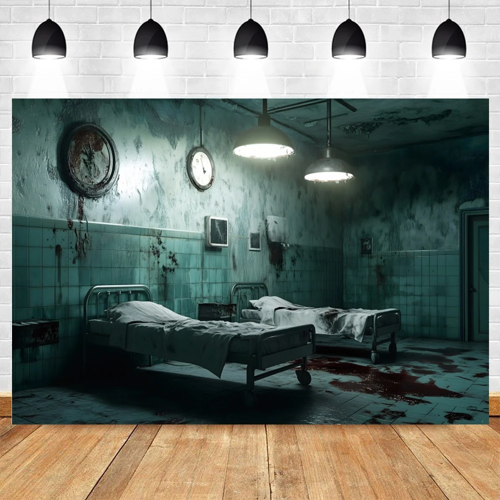 Horror Halloween Decorations Backdrop Photography Dilapidated Creepy Hospital Haunted House Photo Background Photobooth Props